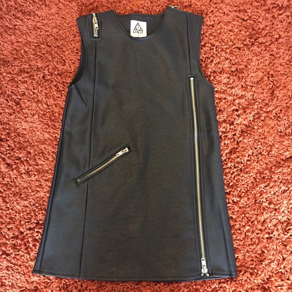 UNIF moto leather shift dress